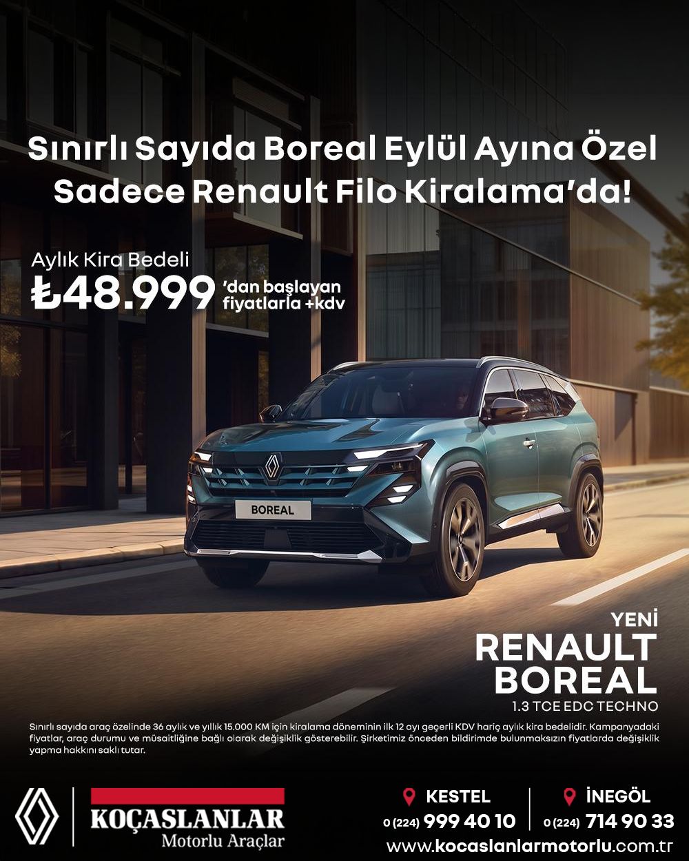 Yeni Renault Boreal ile konforu, teknolojiyi ve güçlü tasarımı filonuza taşıyın. 